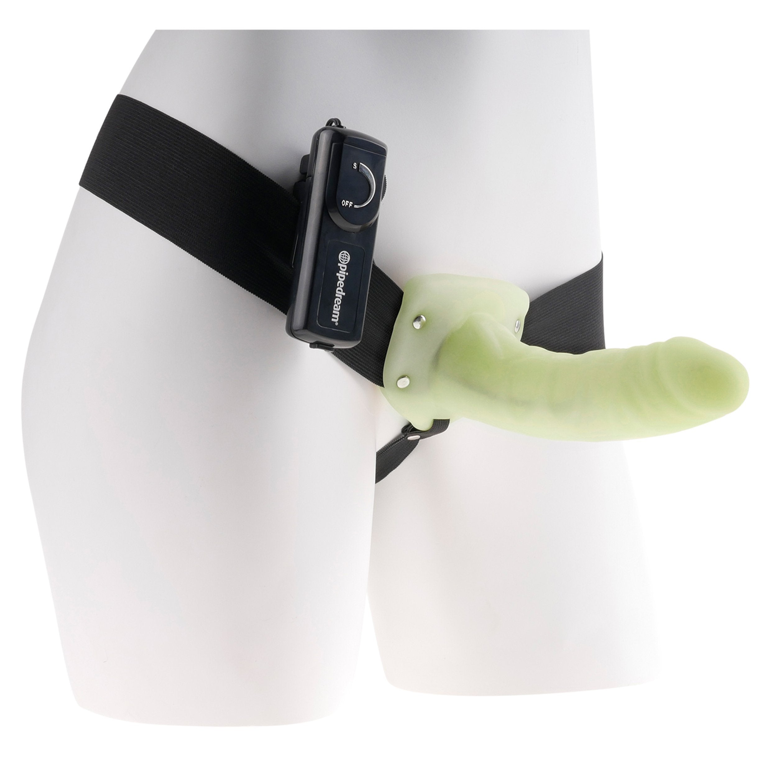 Glow-In-The-Dark Vibrating Hollow Strap-On Dildo Harness photo