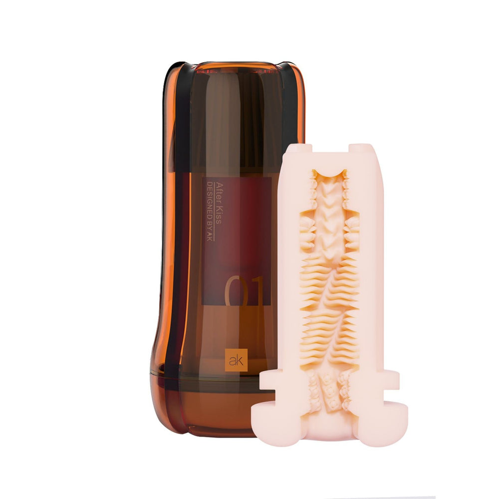 Orange case masturbator with beige sleeve