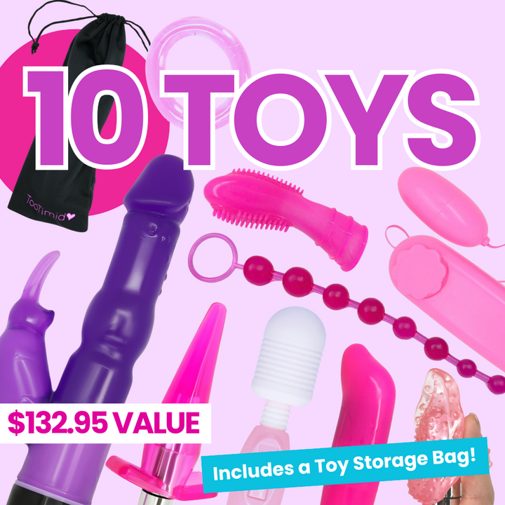 10 Toy Bundle with 6 Vibrators & a Toy Storage Bag!