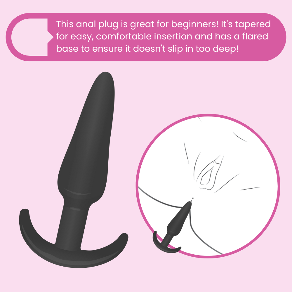 This anal plug is great for beginners! It's tapered for easy, comfortable insertion and has a flared base to ensure it doesn't slip in too deep!