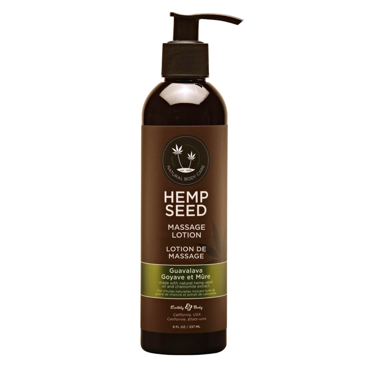 front side of Earthly Body Hemp Seed Massage Lotion Guavalava 8oz
