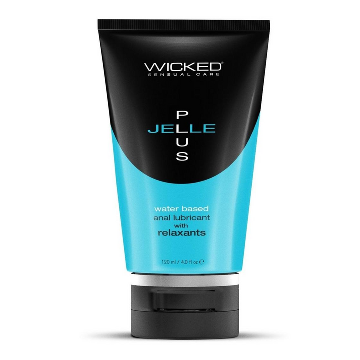 frontside of Wicked Jelle Plus Water Based Anal Lubricant with Relaxants 4oz
