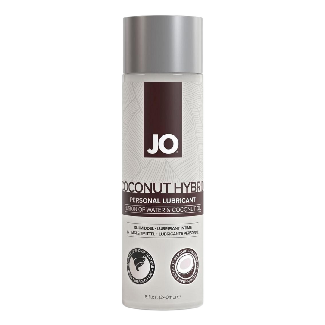 frontside of JO Coconut Hybrid Original Silicone Free Personal Lubricant Water and Coconut Oil 8oz
