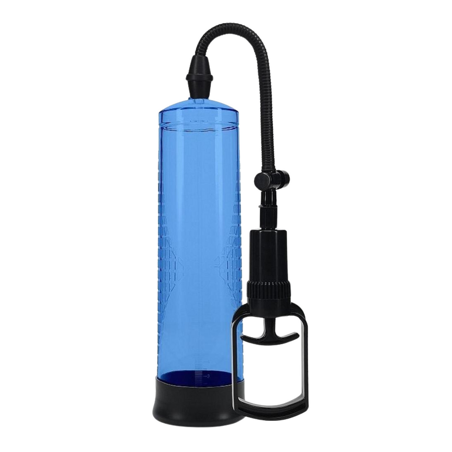 blue penis pump with black tube