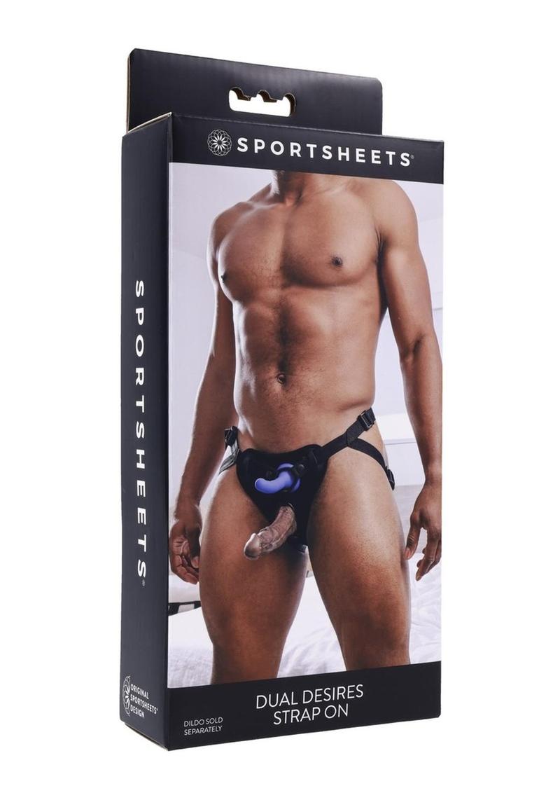 Sportsheets Dual Desire Strap-on as seen in manufacturer's packaging 