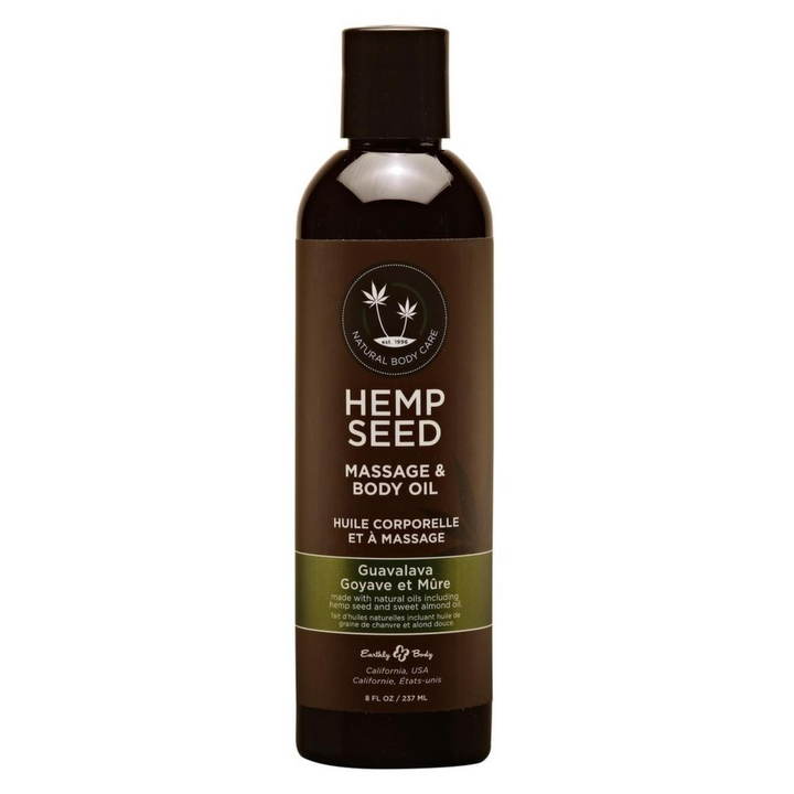 Earthly Body Hemp Seed Massage and Body Oil Guavalava 8oz
