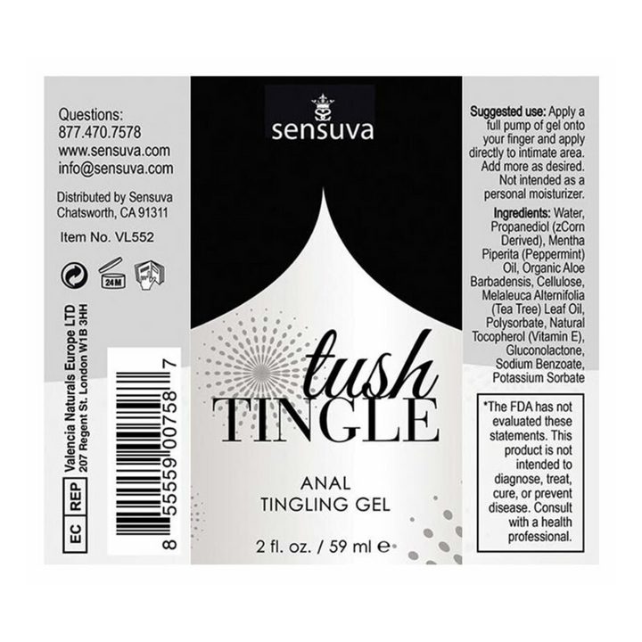 packaging for Tush Tingle Anal Tingling Gel 2oz
