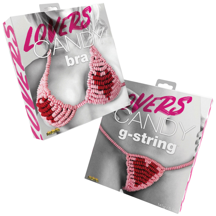 Image of the packaging for the Lovers Candy G-String Edible Lingerie and bra