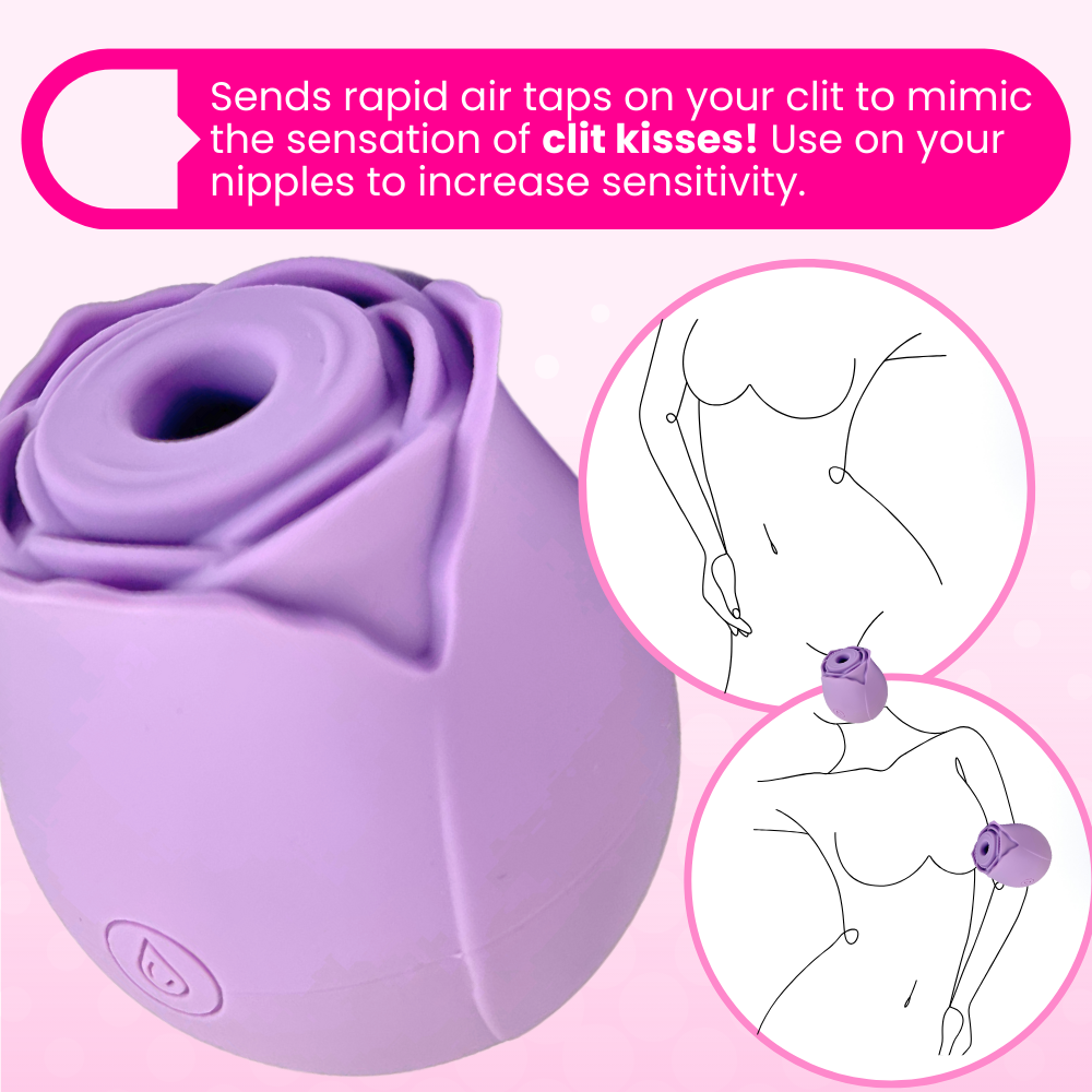 Sends rapid air taps on your clit to mimic the sensation of clit kisses! Use on your nipples to increase sensitivity