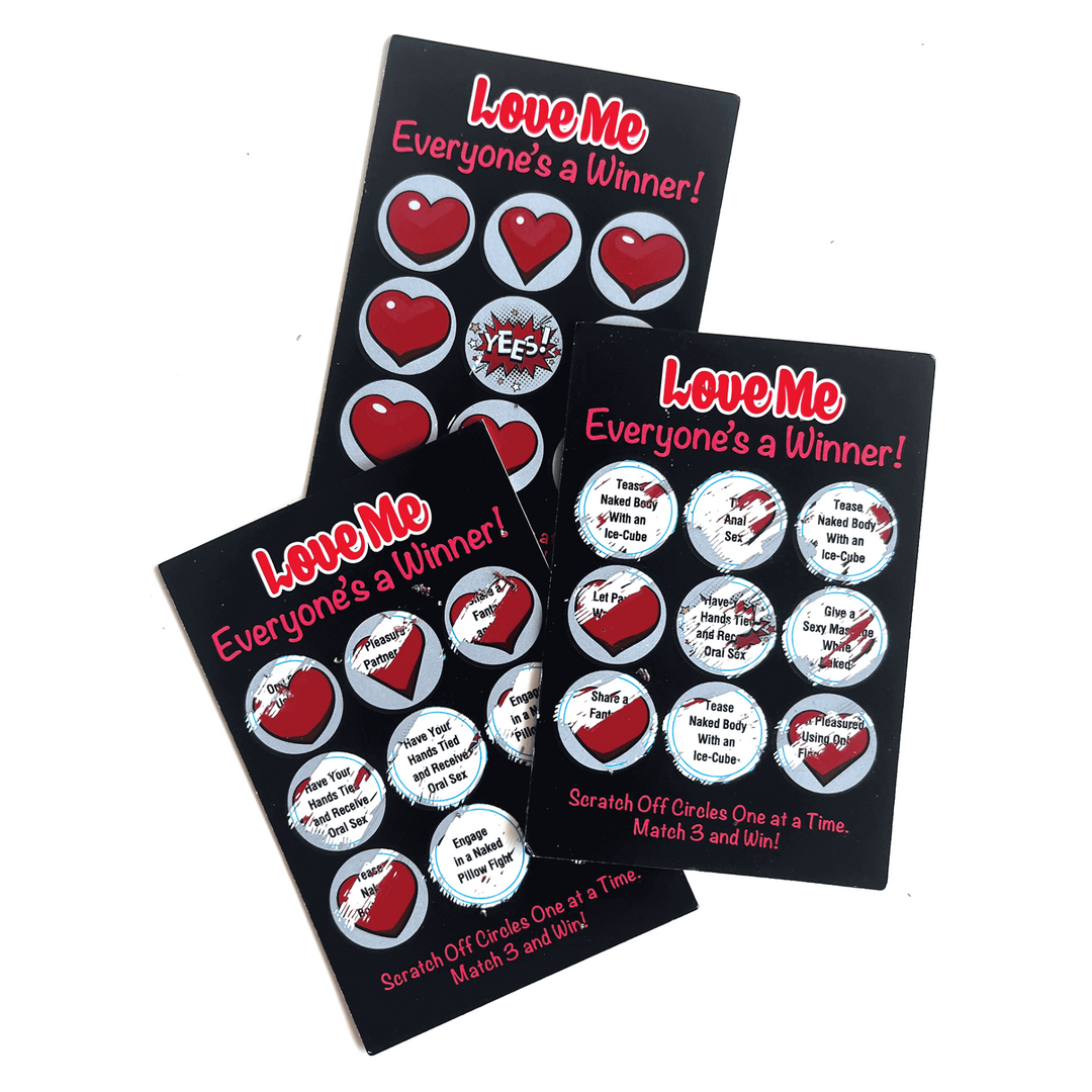 backside of 3 scratch offs from Love Me Lotto – Scratch Ticket Lotto Game for Lovers
