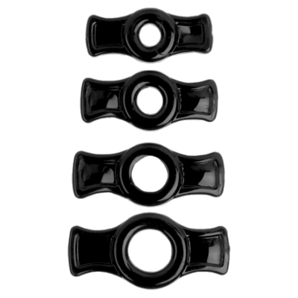 BLACK TitanMen Tools Cock Ring Set - Male Sex Toys