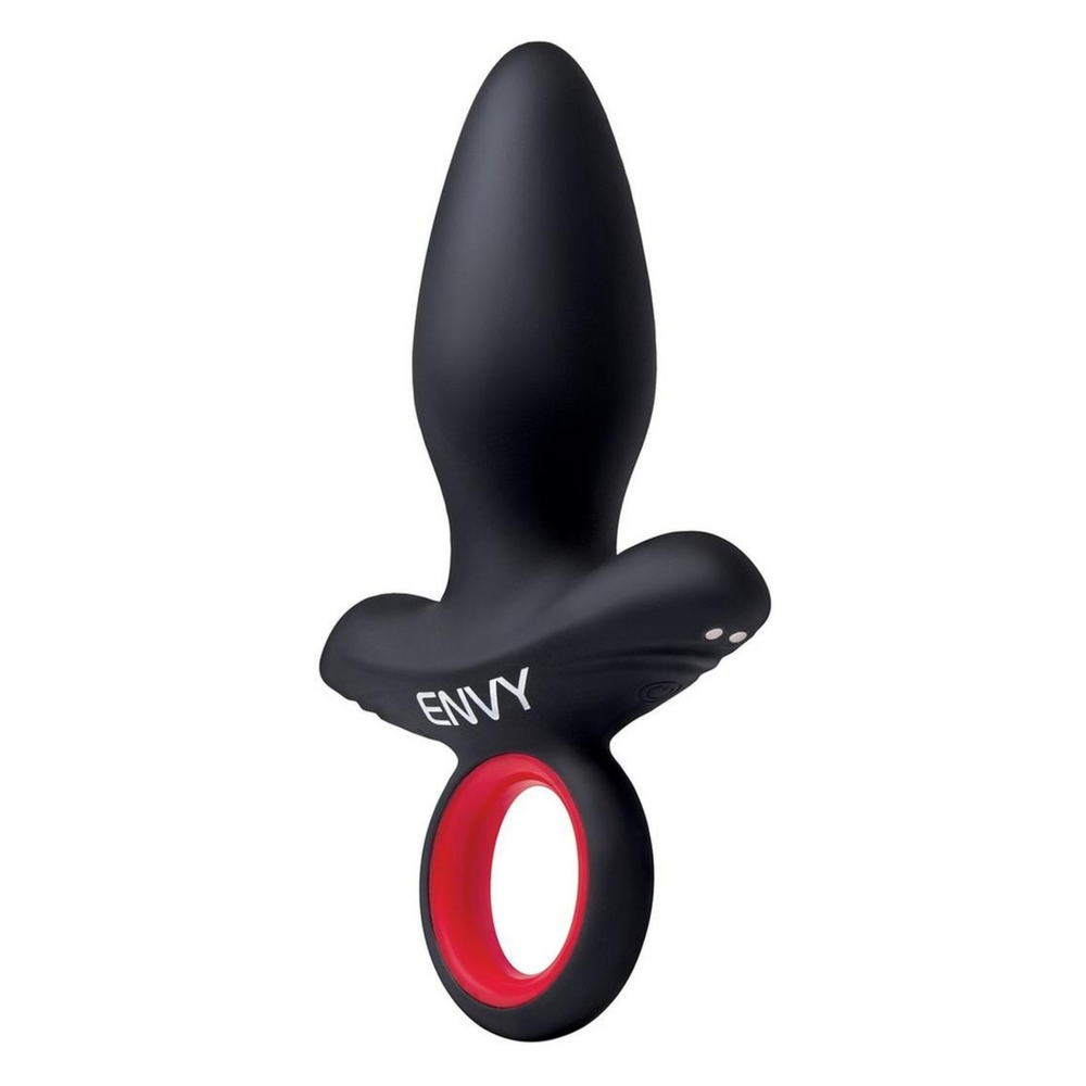 angled side view of Envy Vibrating Silicone Rechargeable Assifier Butt Plug