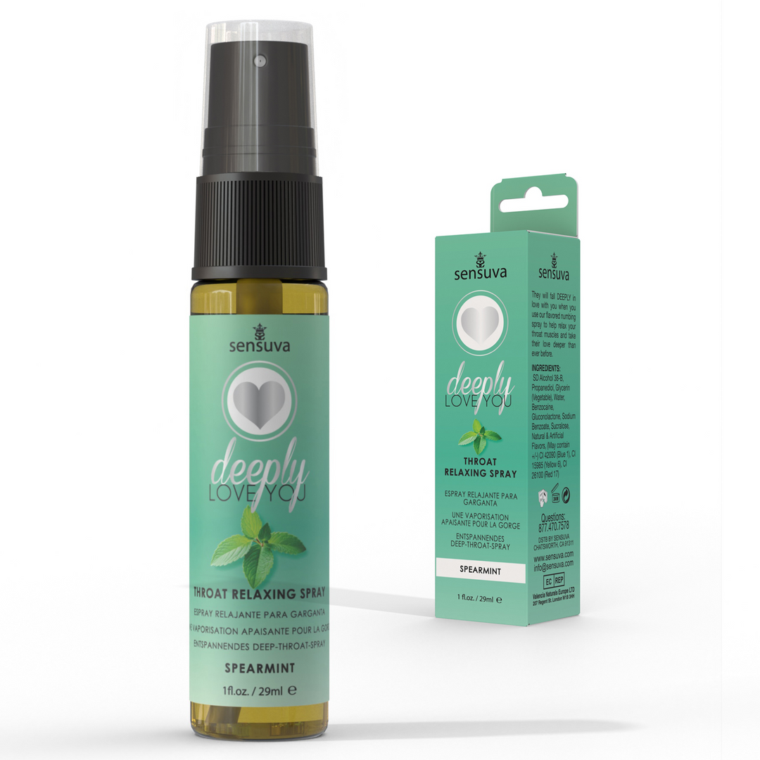 Deeply Love You Throat Relaxing Spray packaging and bottle - spearmint