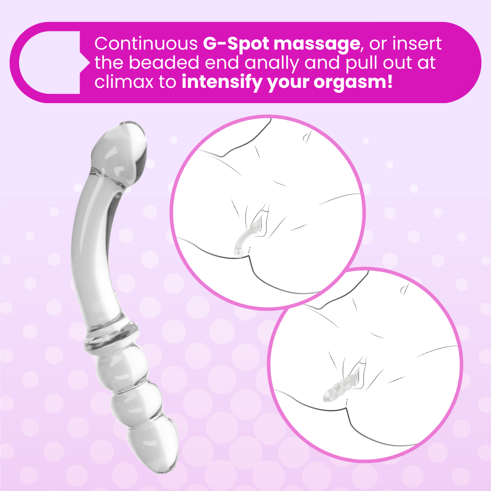 continuous g-spot massage or insert the beaded end anally and pull out at climax to intensify your orgasm