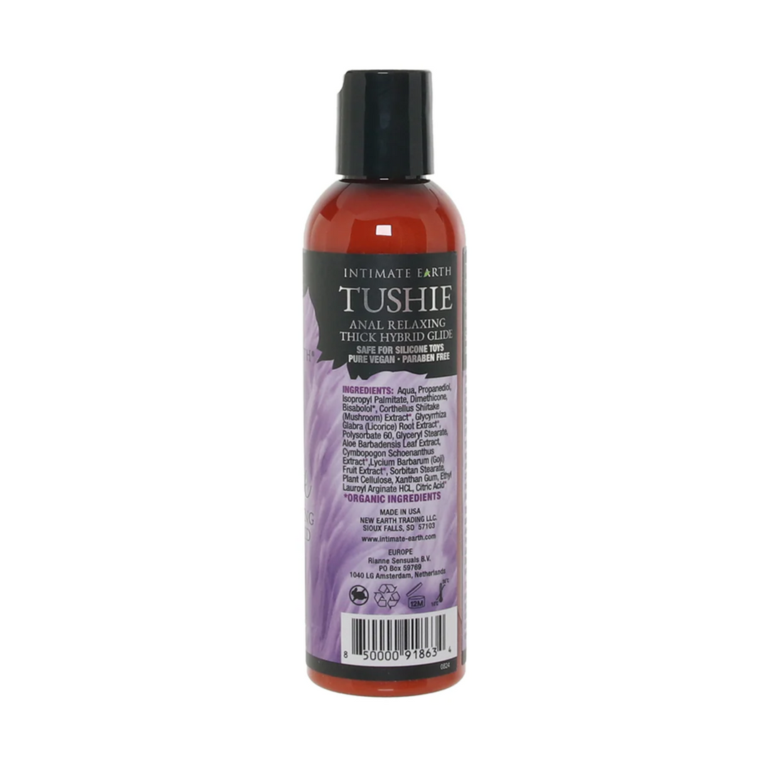 backside of Tushie Anal Relaxing Hybrid Lubricant 2oz
