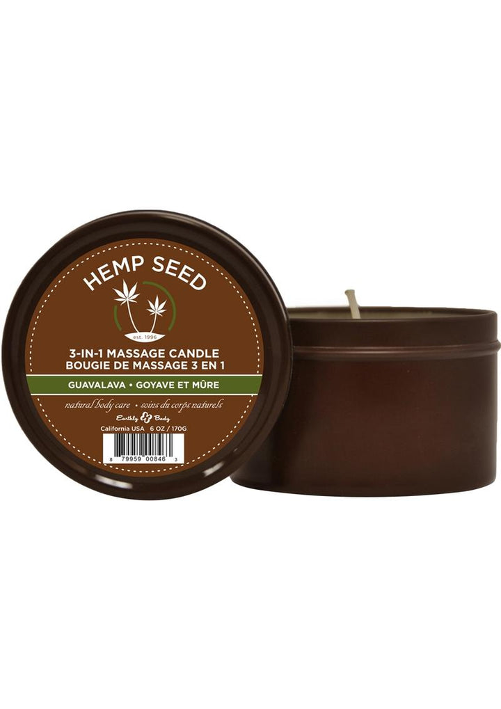 Earthly Body Hemp Seed 3 In 1 Massage Candle - Guavalava 6oz candle