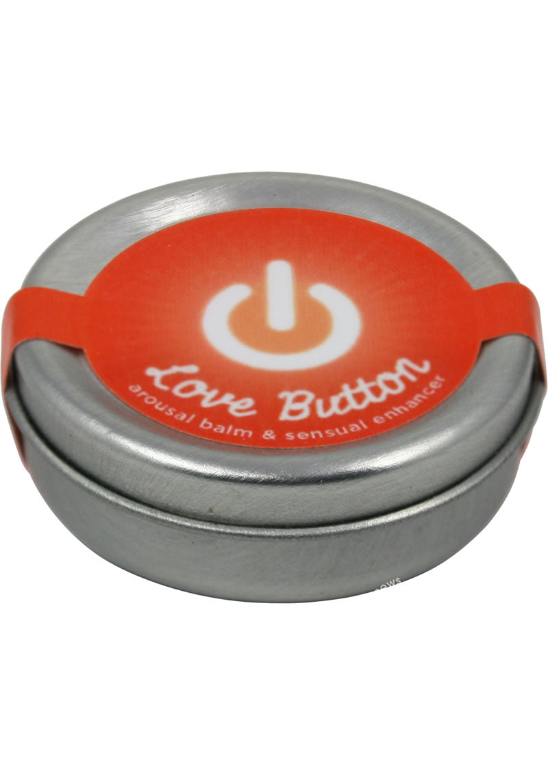 Earthly Body Hemp Seed Love Button Cooling Arousal Balm and Sensual Enhancer Tin outside of packaging