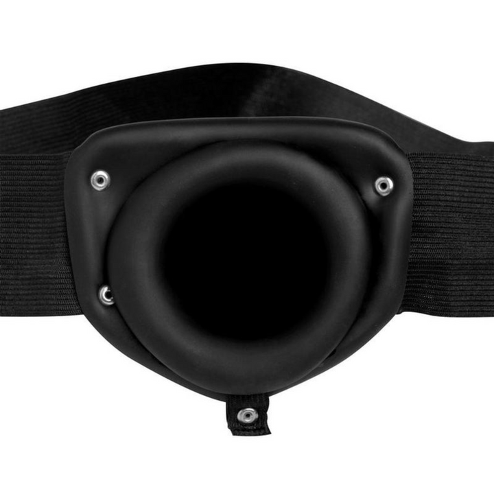 view of inside hollow tunnel featured in Master Series Pumper Inflatable Hollow Strap-On - Black
