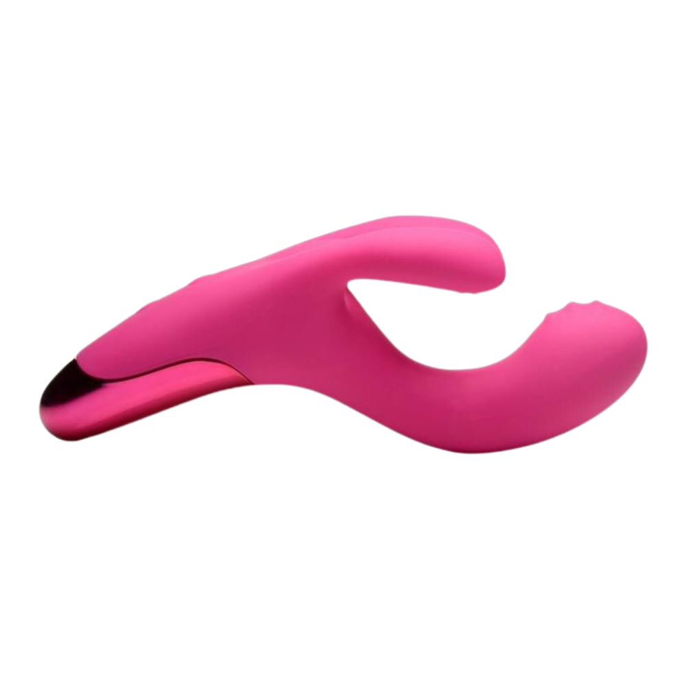 Side view of pink BANG! Triple Rabbit Silicone Vibrator.