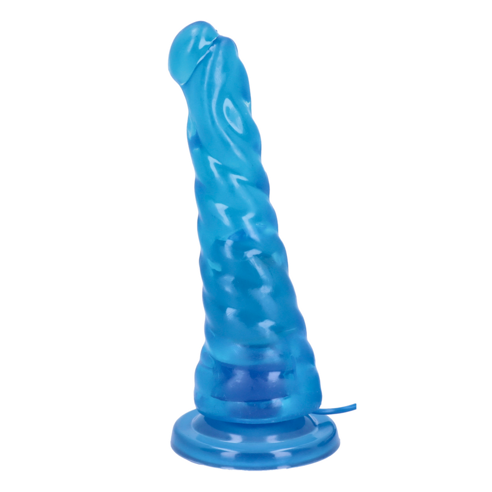 The Blue Man Corkscrew anal sex toy from TopCat as seen from its side 