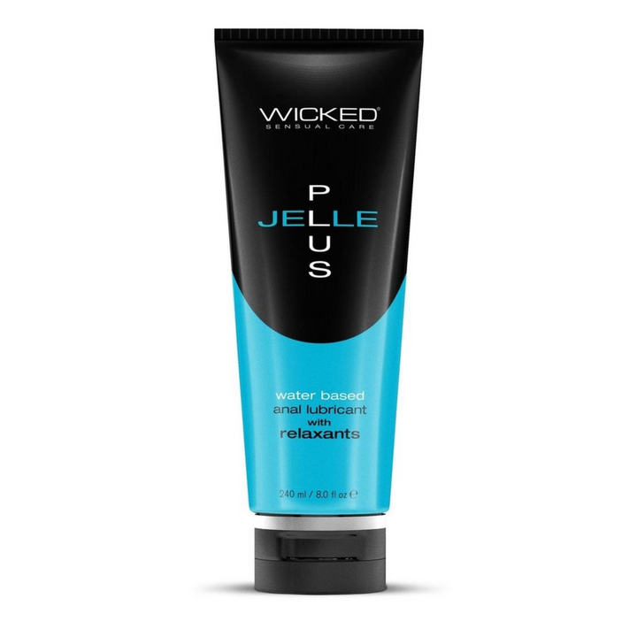 frontside of Wicked Jelle Plus Water Based Anal Lubricant with Relaxants 8oz
