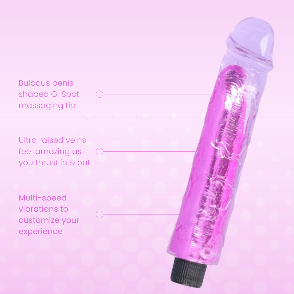 G-Spot massaging tip, raised veins, multi-speed vibrations