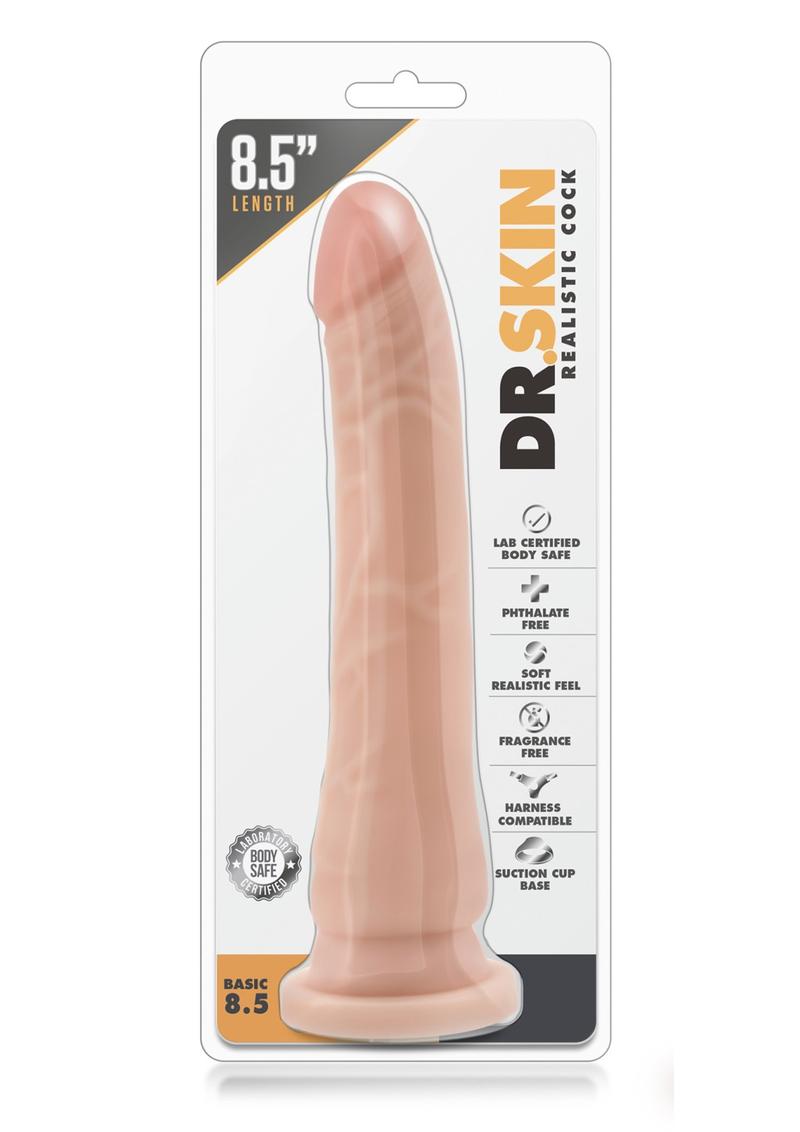 8.5 inch dildo by Dr.Skin seen in clear packaging 