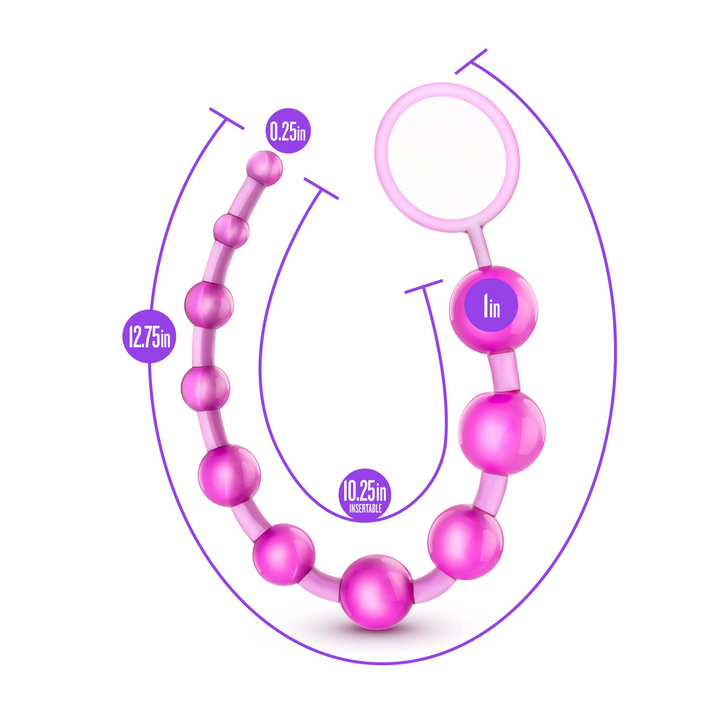 measurements for pink sassy anal beads 