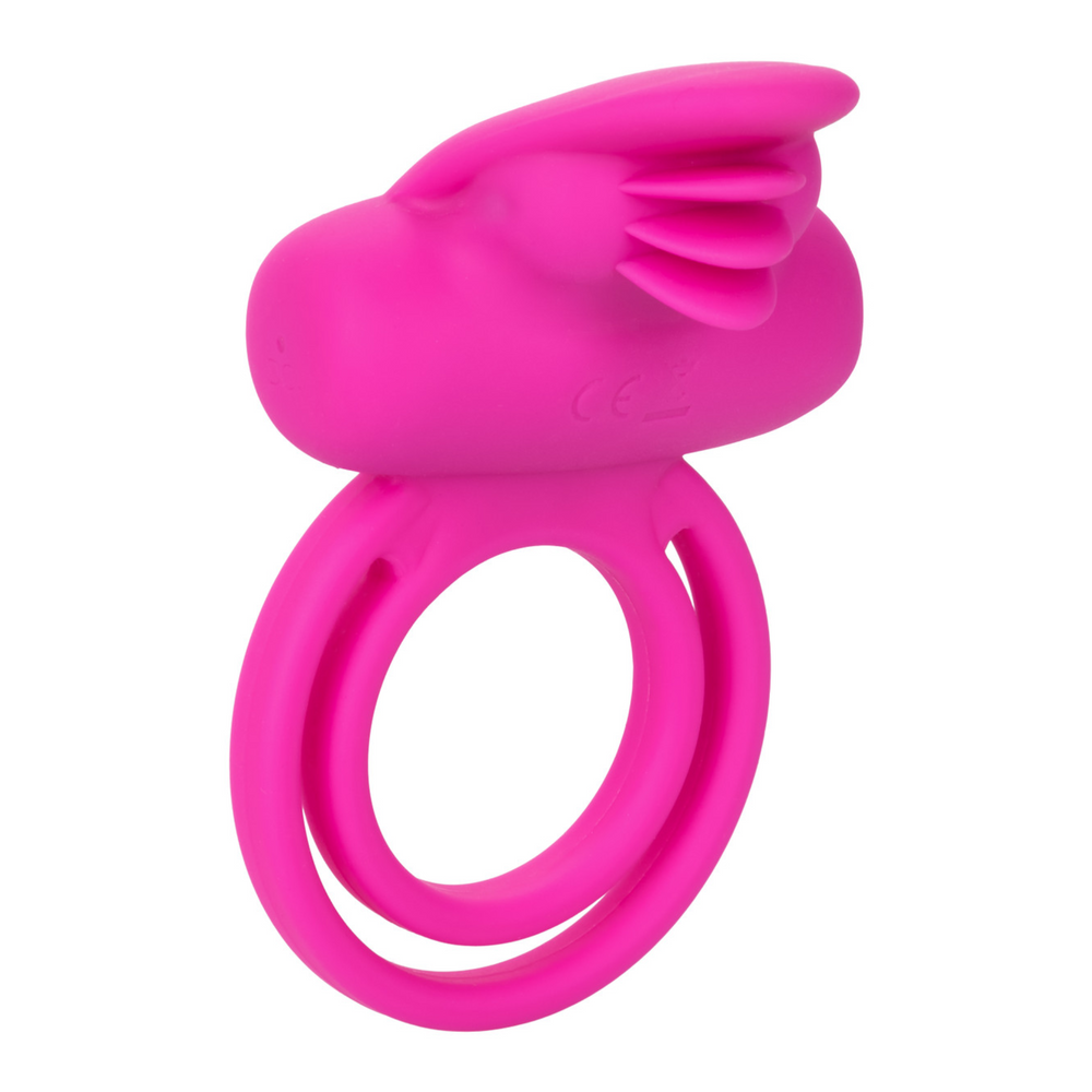 view of flickers from pink dual clit vibrating penis ring 