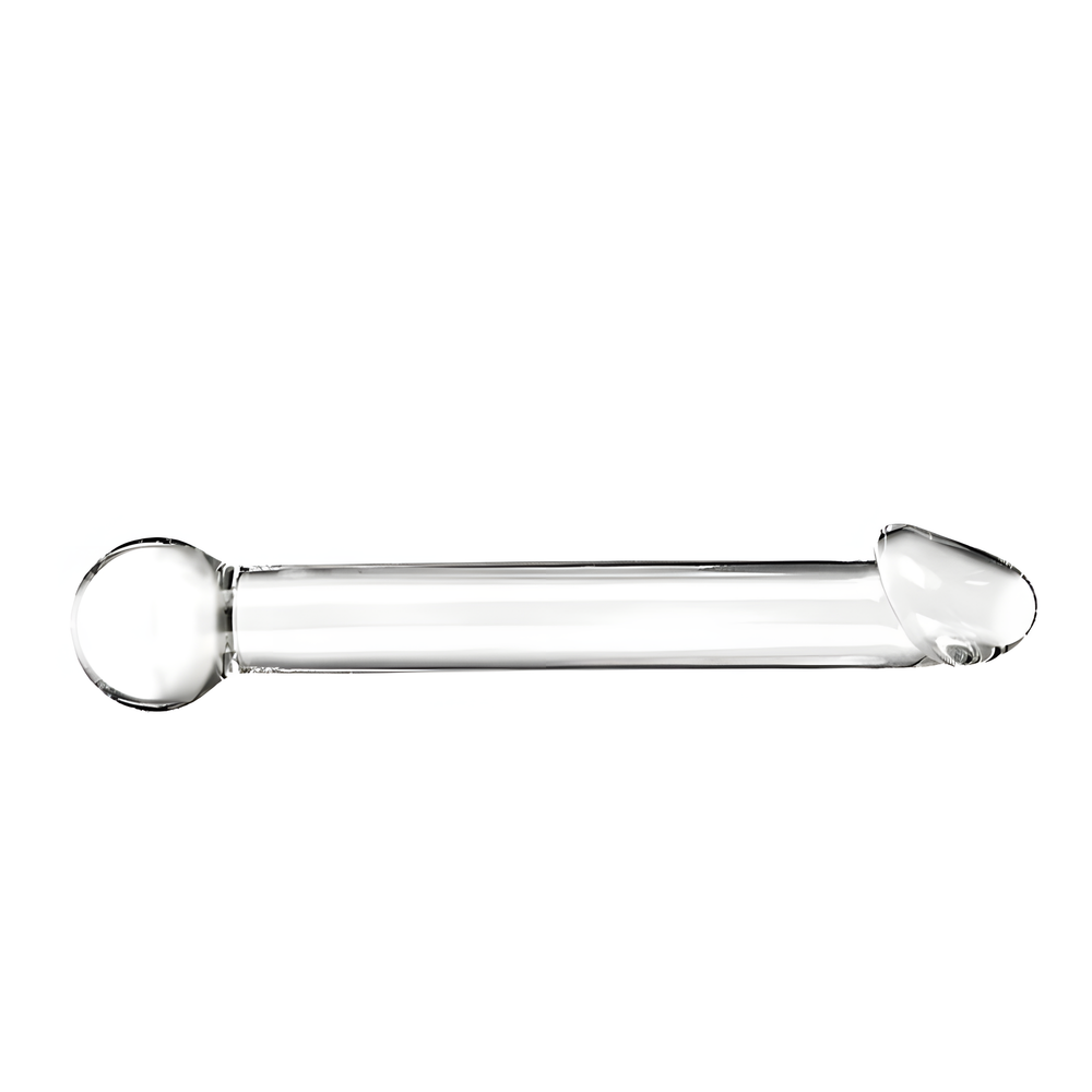 Side view of 7 Inch Glass Dildo with Realistic Head