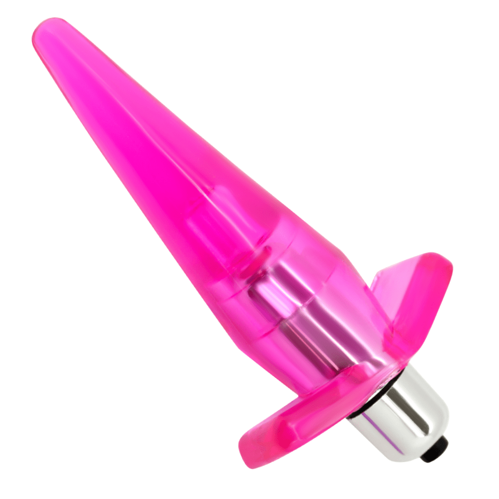 pink anal plug with vibrating silver bullet