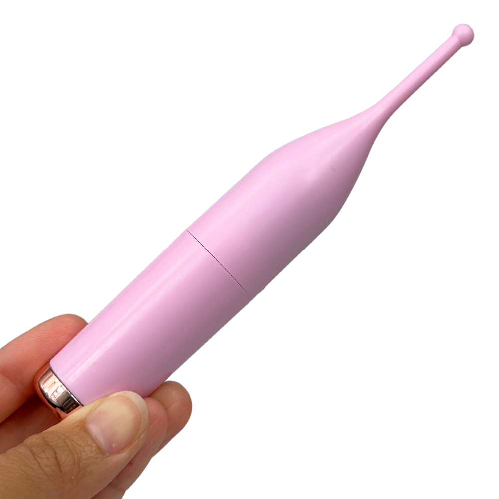 Powerful One Speed Pinpoint Vibrator standing upright showing the on and off dial.