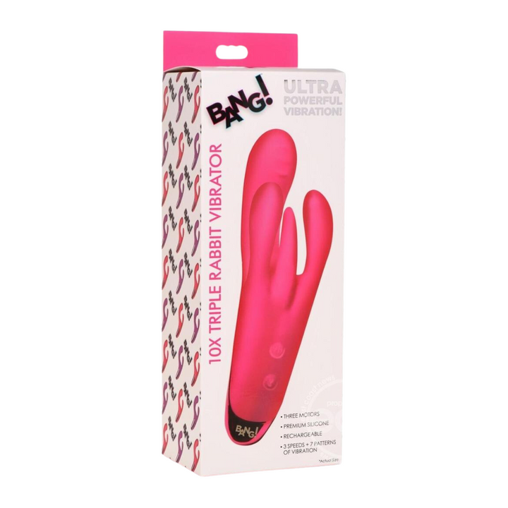 Box for pink BANG! Triple Rabbit Silicone Vibrator.