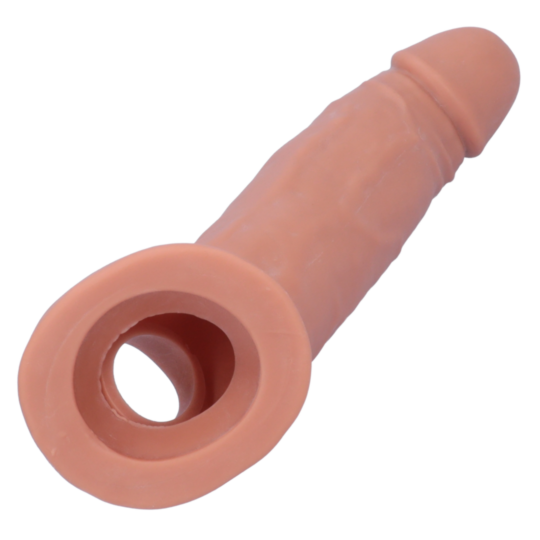 top view of RealRock Realistic Penis Sleeve 8in - Caramel
