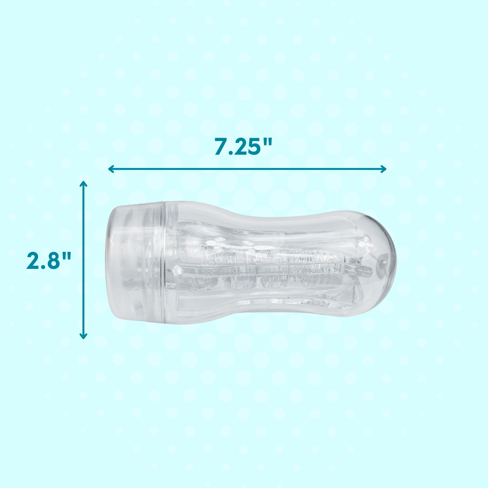 Dimensions of the stroker: 7.25" long and 2.8" wide