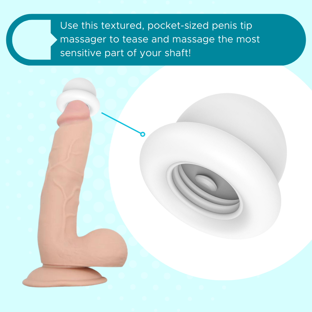 Use this textured, pocket-sized penis tip massager to tease and massage the most sensitive part of your shaft!