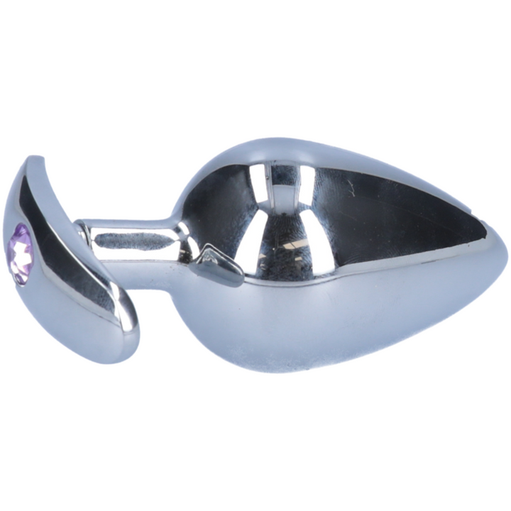 Tapered Metal Butt Plug with Jewel & Detachable Screw Plug purple jewel