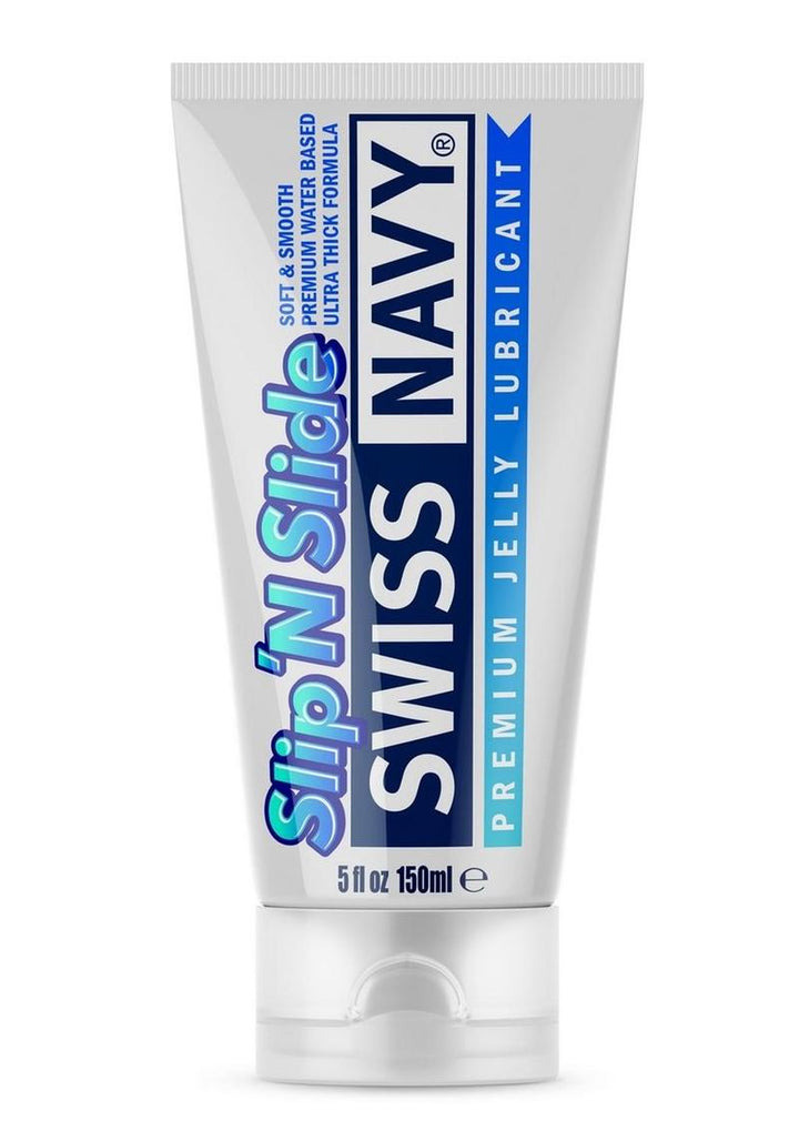 frontside of Swiss Navy Slip'N Slide Premium Jelly Lubricant 5oz bottle 