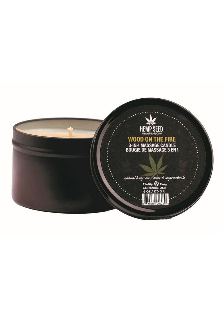 Earthly Body Hemp Seed 3 In 1 Massage Candle - Wood On Fire 6oz candle