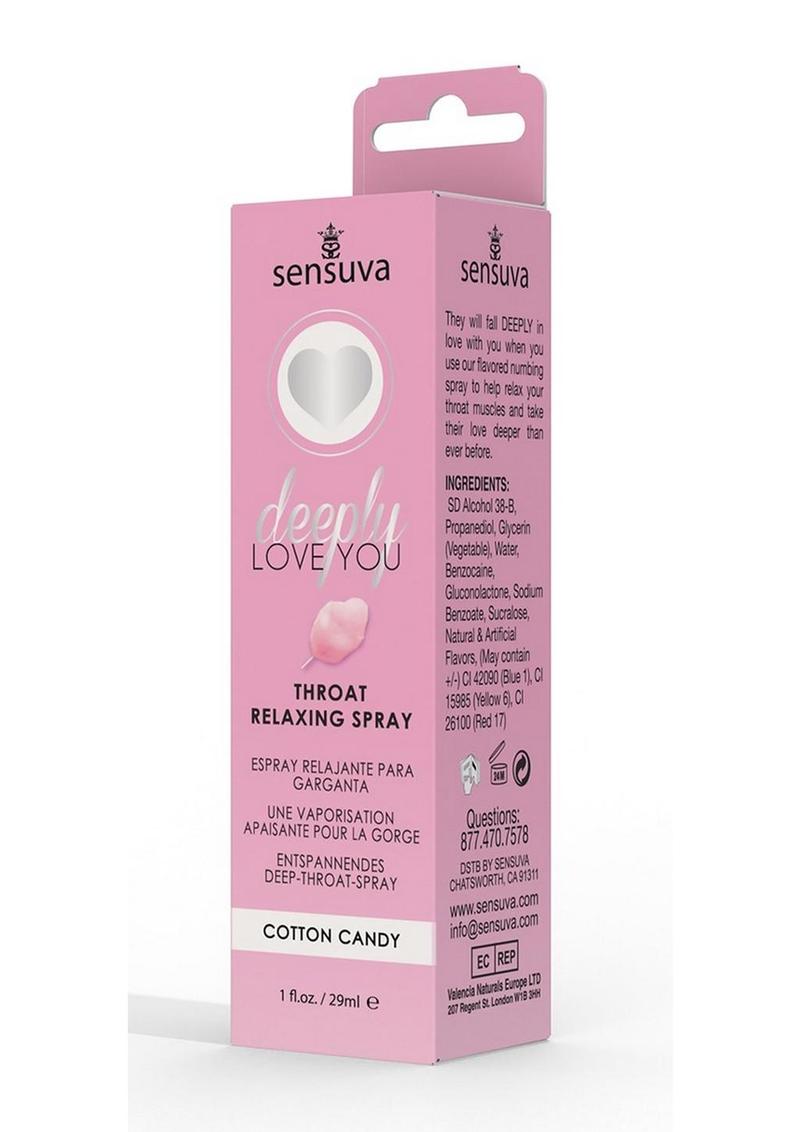 Deeply Love You Throat Relaxing Spray Cotton Candy 1oz bottle in packaging 