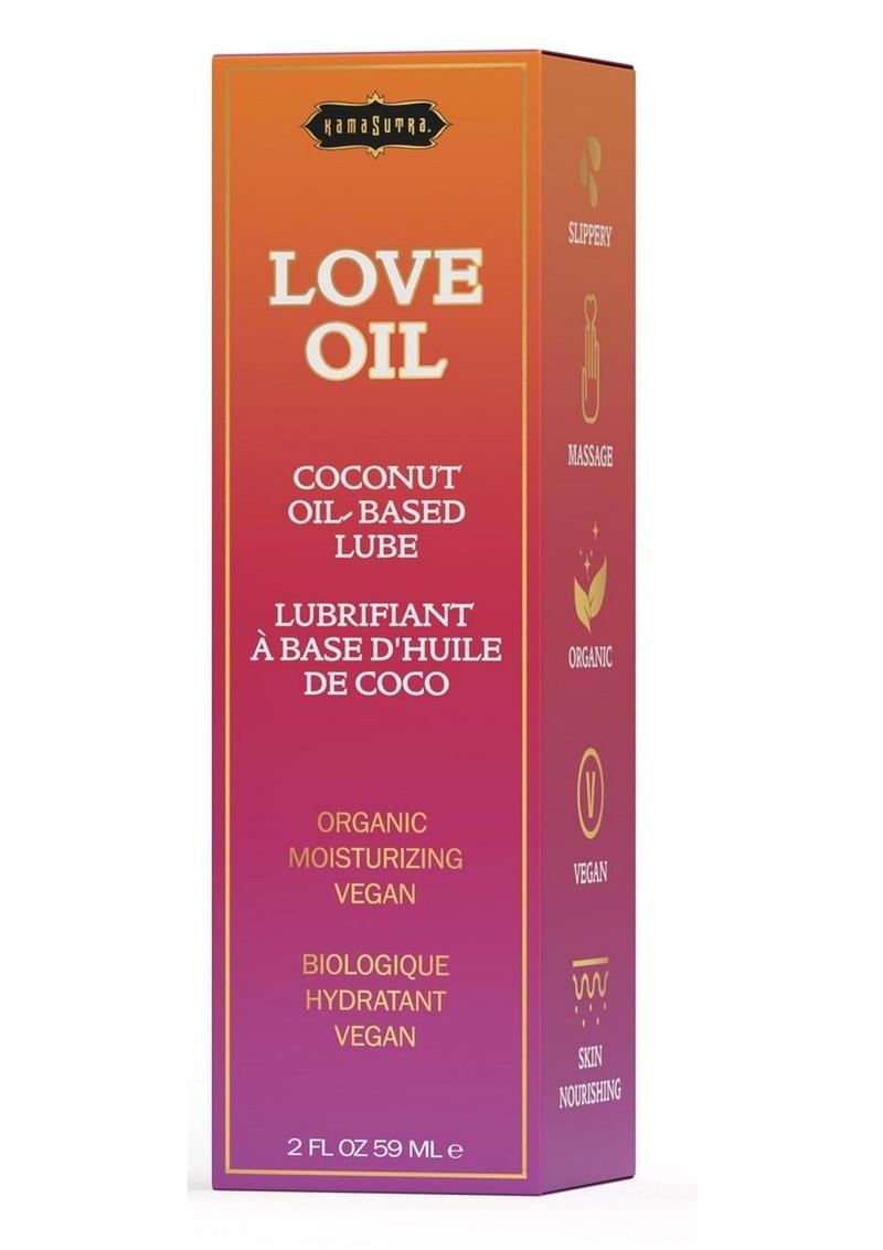 Kama Sutra Love Oil Coconut Oil Based Lubricant and Body Glide 2oz as seen in packaging