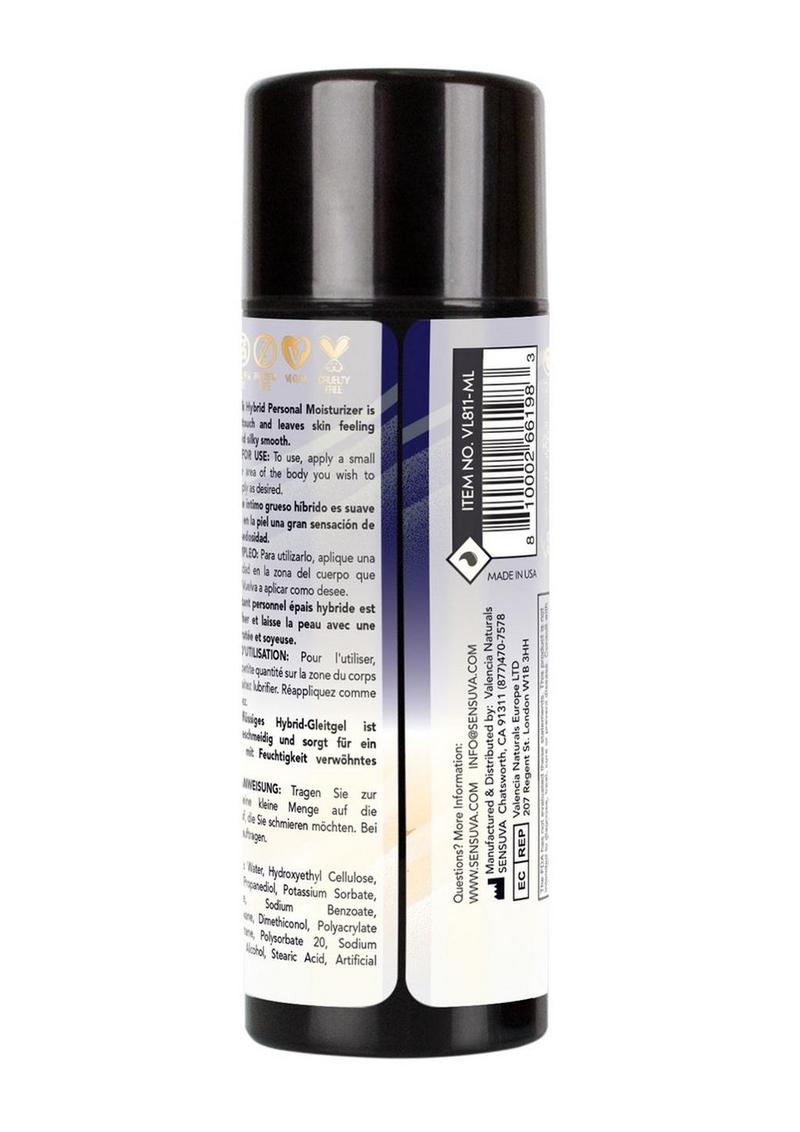 Sensuva Ultra-Thick Anal Hybrid Lubricant Original Unflavored 3.4oz - back label