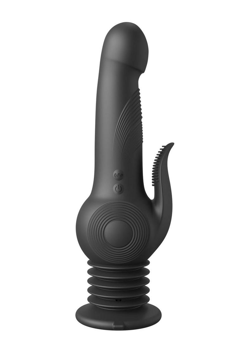 black masturbator on spring-loaded suction cup, with nubby tongue to massage clit 