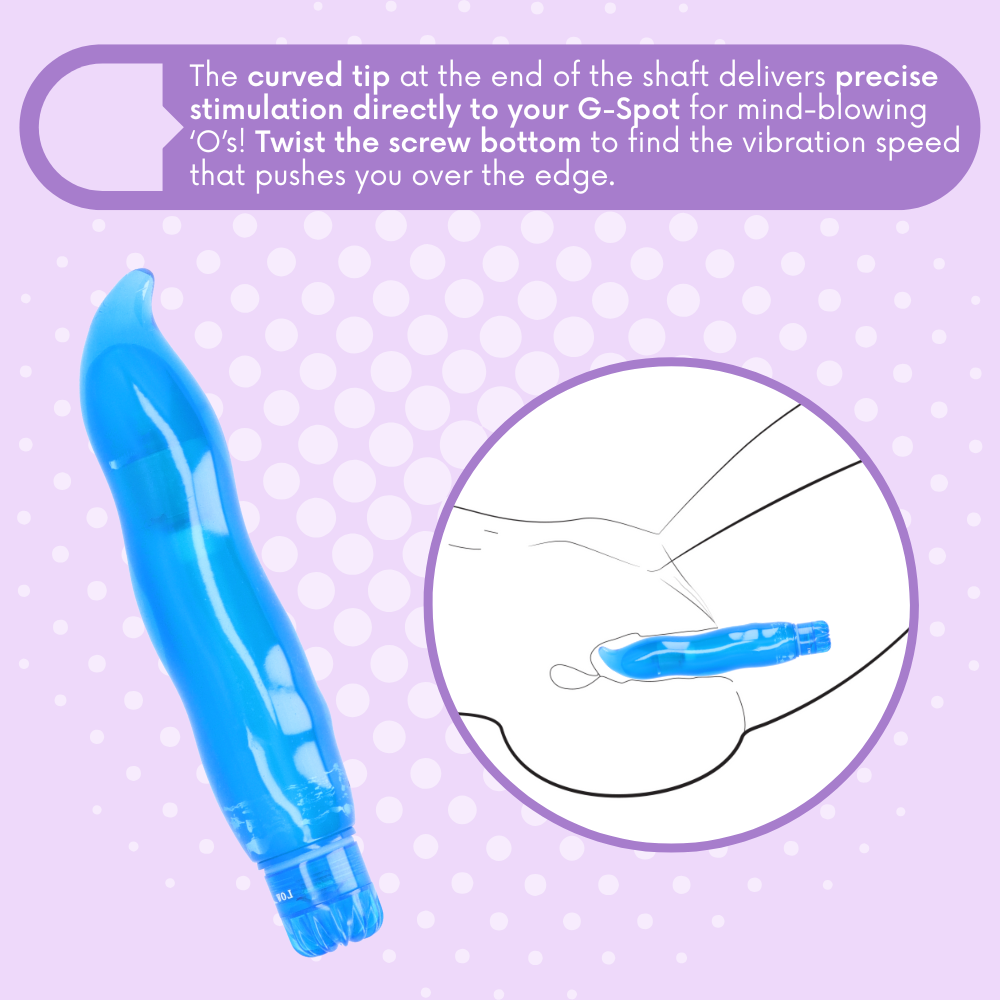 The curved tip at the end of the shaft delivers precise stimulation directly to your G-Spot for mind-blowing ‘O’s! Twist the screw bottom to find the vibration speed that pushes you over the edge. 