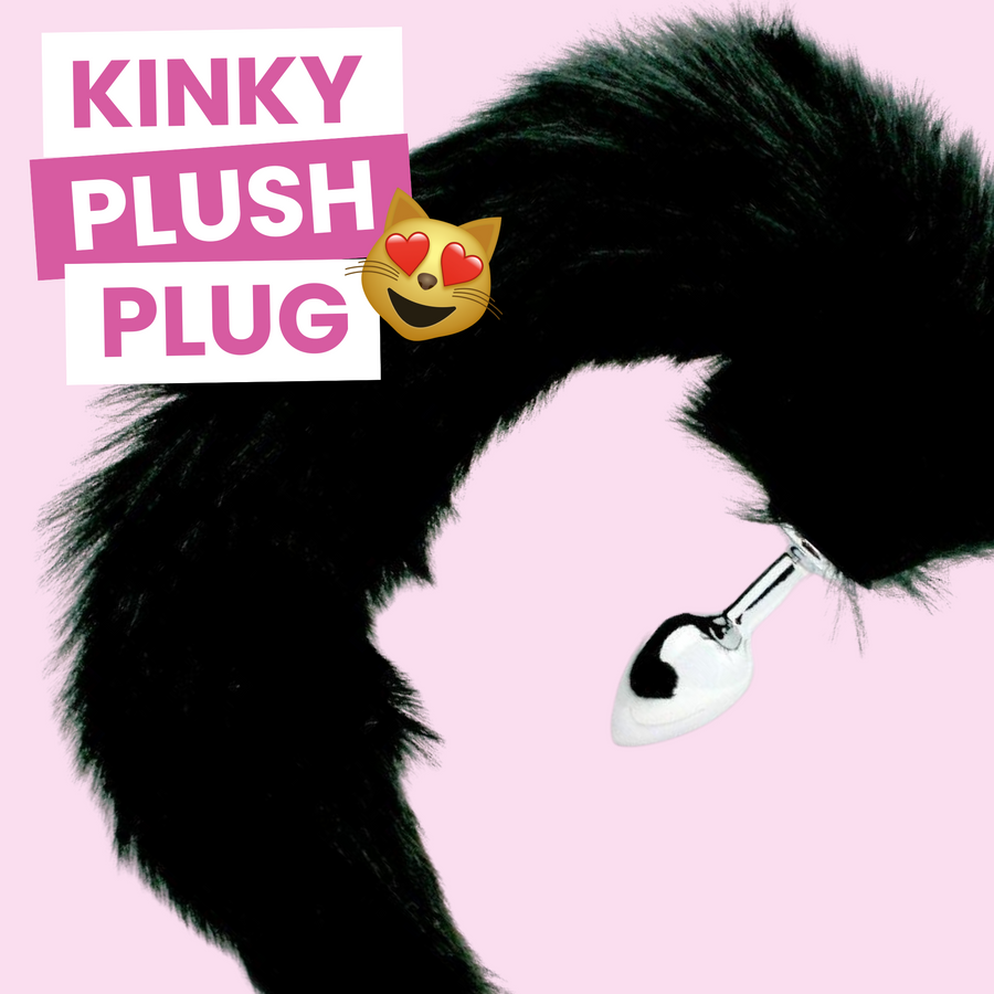 Kinky metal plush plug in black