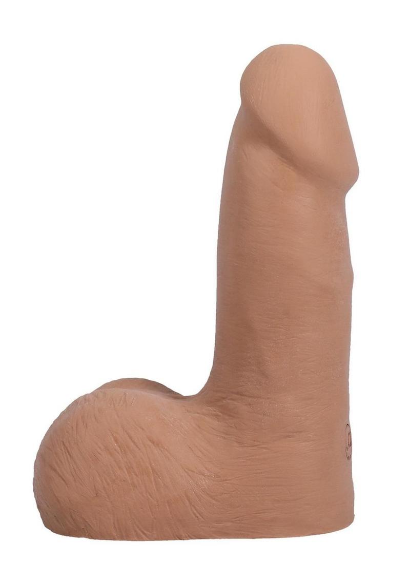 side photo of realistic caramel dildo 