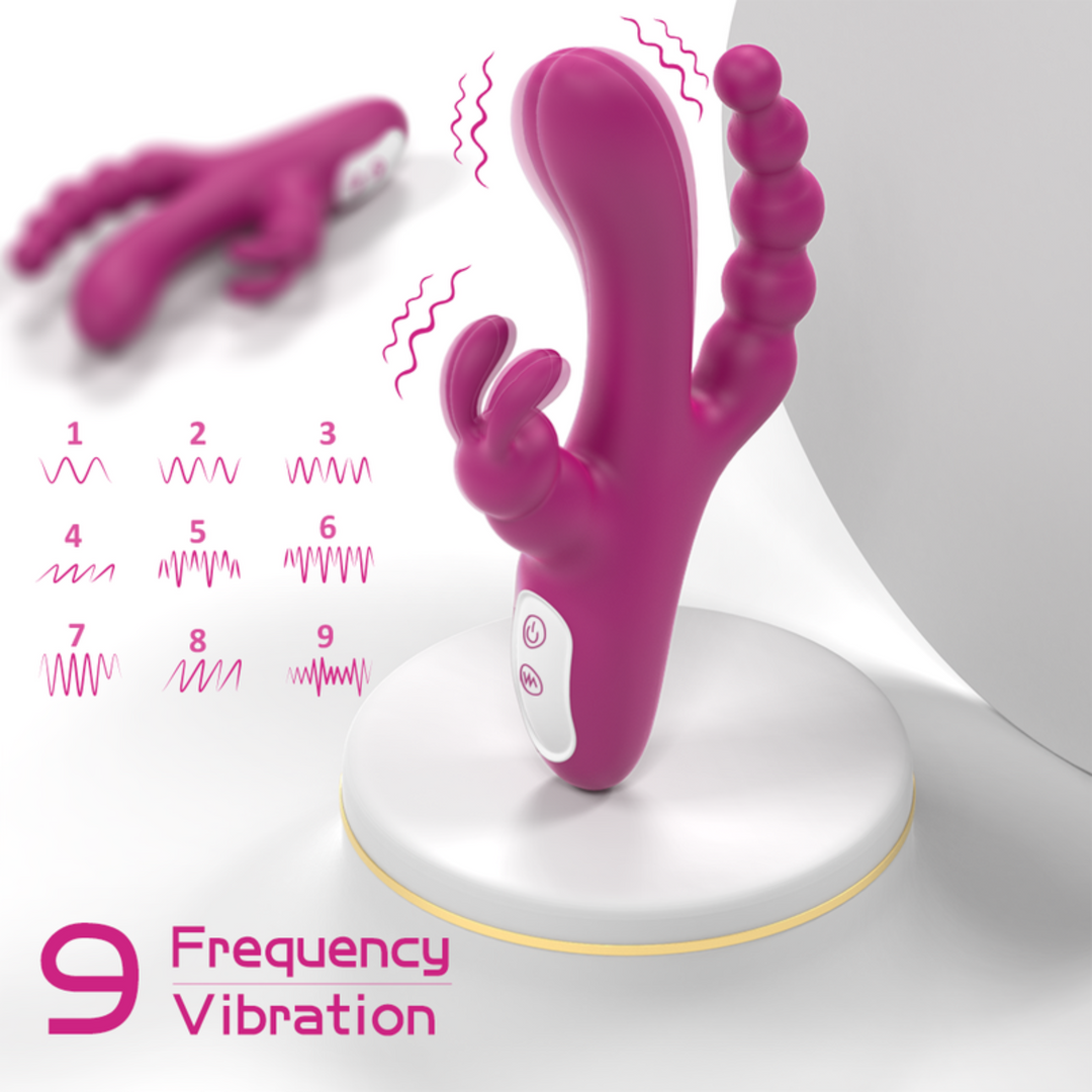 Maroon triple stimulator vibrator