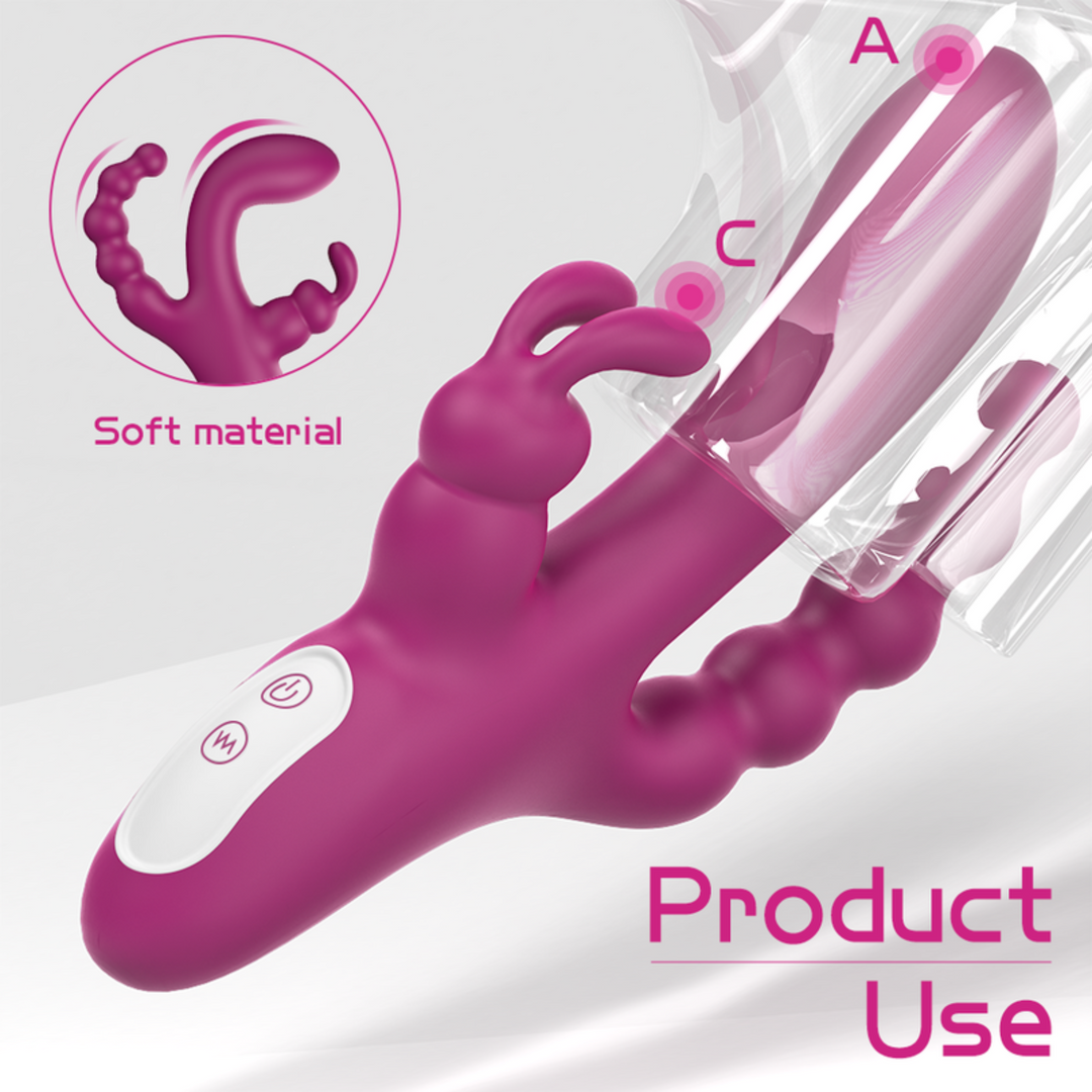 Maroon triple stimulator vibrator