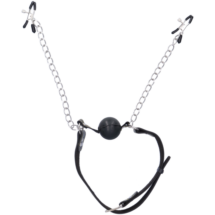 Fetish Fantasy Extreme Ball Gag & Nipple Clamps - Bondage