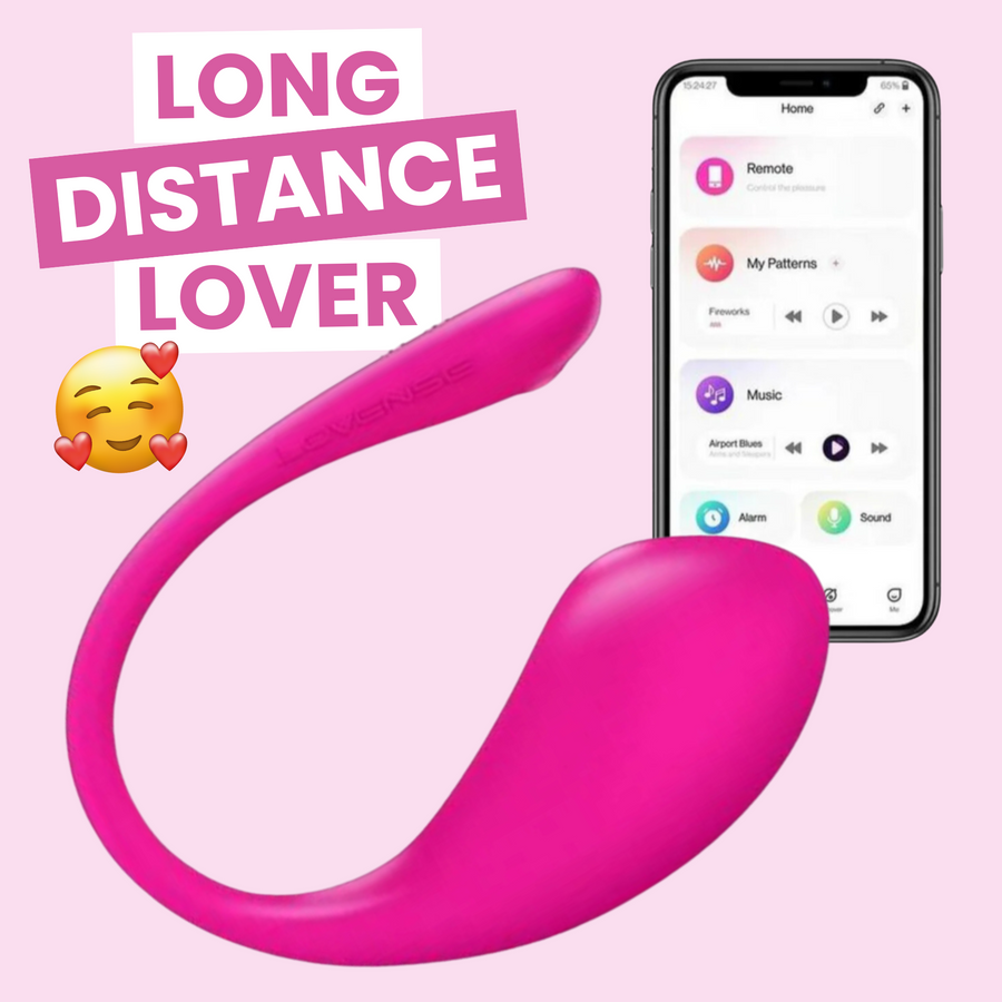 LONG DISTANCE LOVER. pink vibrator and cell phone